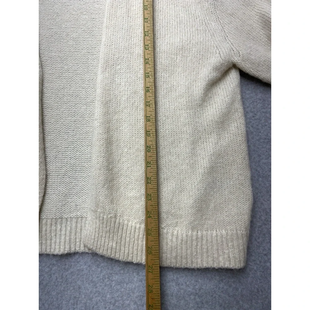 Banana Republic Cardigan Mens XL White Alpaca Wool Open Front Knit Sweater